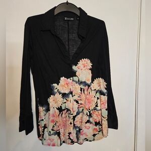 Black and Pink Fitted Graphic Blazer
